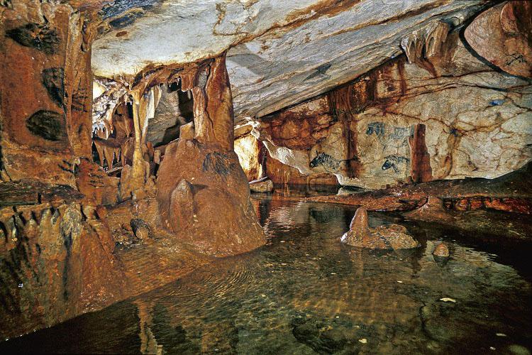 Pinturas rupestres en la gruta de Cosquer (Francia), hoy parcialmente inundada. Fuente: Parque Nacional de Calanques.